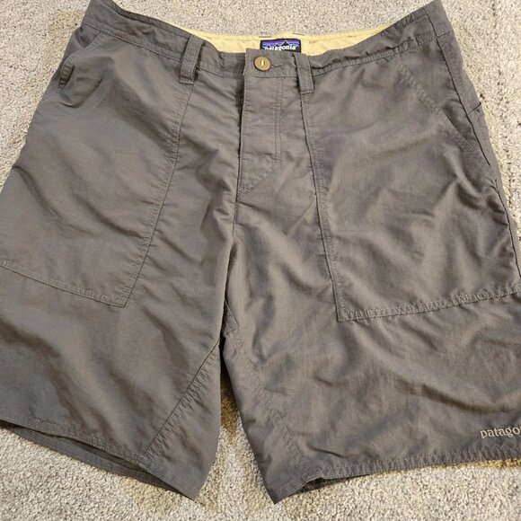 Patagonia Men's 34 x 9" Nylon Utility Shorts Dark Gray Button Fly Drawstring - Picture 1 of 10
